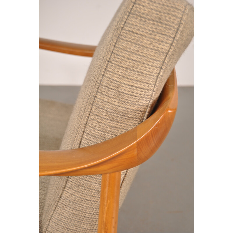 Wooden Knoll Antimott armchair in beige fabric, Walter KNOLL - 1950s