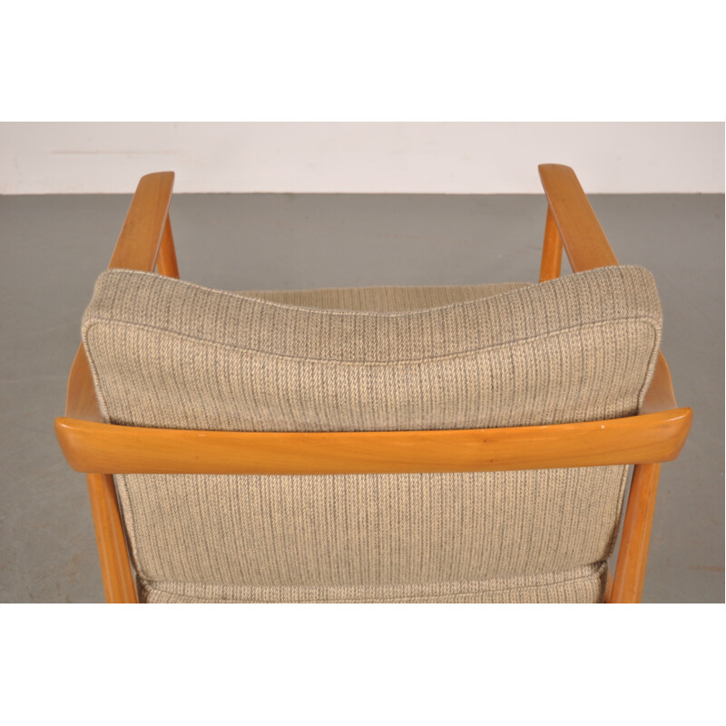 Wooden Knoll Antimott armchair in beige fabric, Walter KNOLL - 1950s