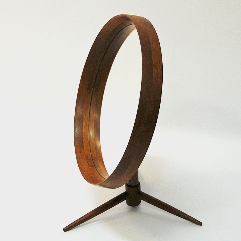 Vintage Teak flip-top table mirror by Pedersen & Hansen, Denmark 1960s