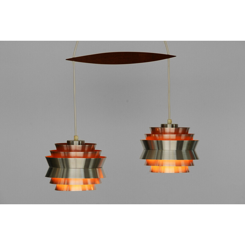 Pair of vintage pendant lights "Trava" by Carl Thore for Granhaga, Sweden 1960s