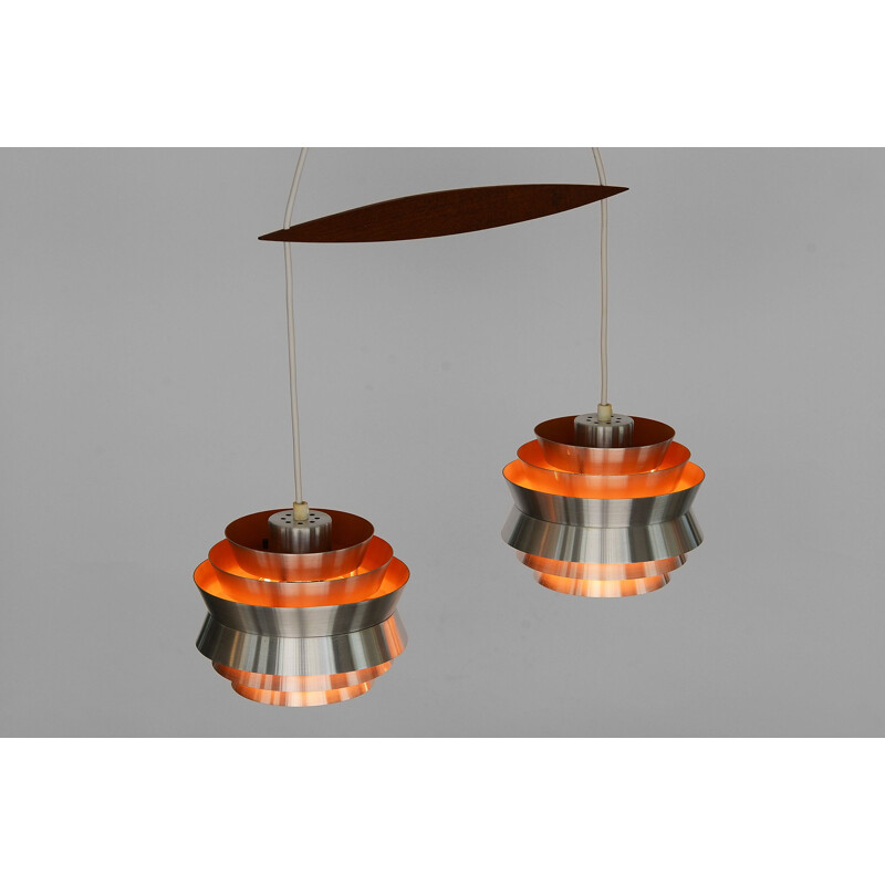 Pair of vintage pendant lights "Trava" by Carl Thore for Granhaga, Sweden 1960s