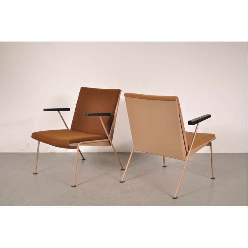 Mid-century Ahrend easy chair in metal and brown fabric, Wim RIETVELD - 1950s