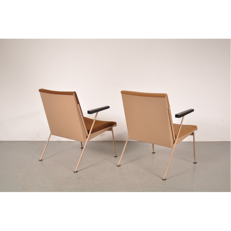 Mid-century Ahrend easy chair in metal and brown fabric, Wim RIETVELD - 1950s