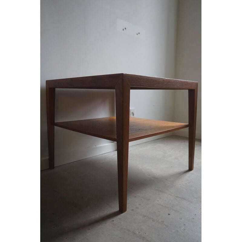 Vintage Teak Coffee Table with Magazine Shelf by Severin Hansen for Haslev Møbelsnedkeri 1960s