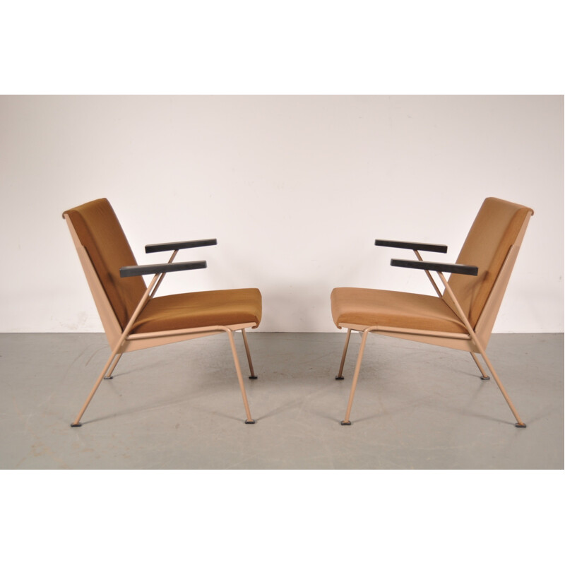 Mid-century Ahrend easy chair in metal and brown fabric, Wim RIETVELD - 1950s