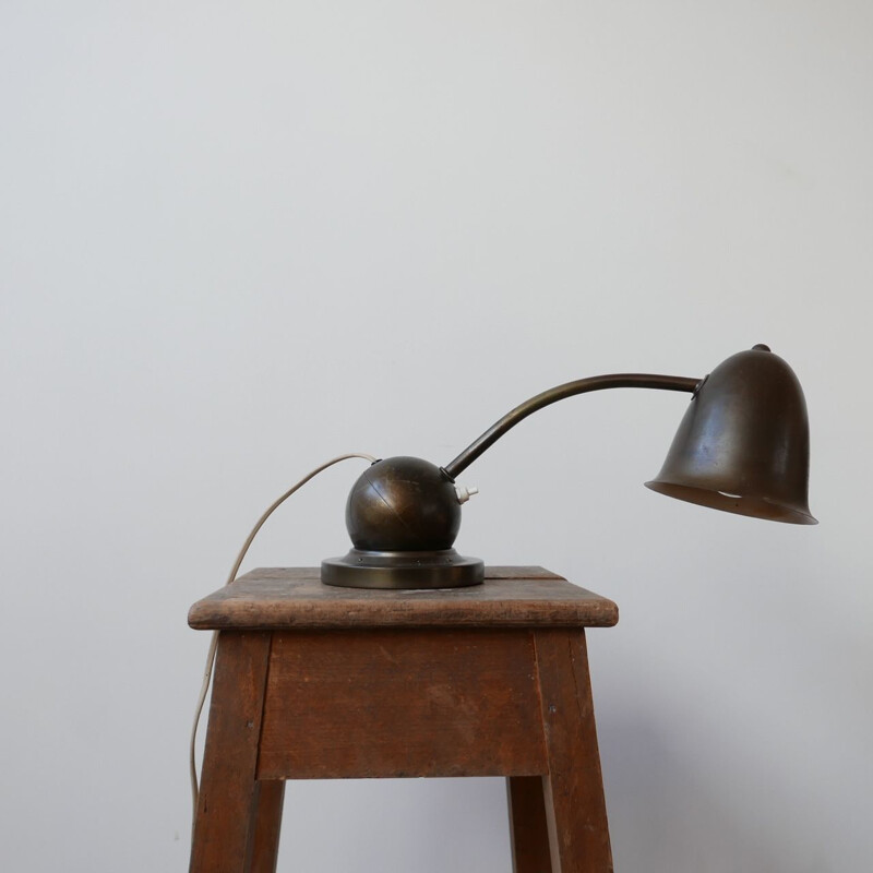 Lampe de table vintage ajustable en laiton par W H Gispen pour Daalderop Néerlandaise