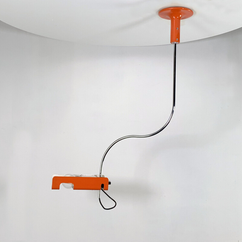 Vintage Orange Spider Ceiling Lamp by Joe Colombo for Oluce 1960s