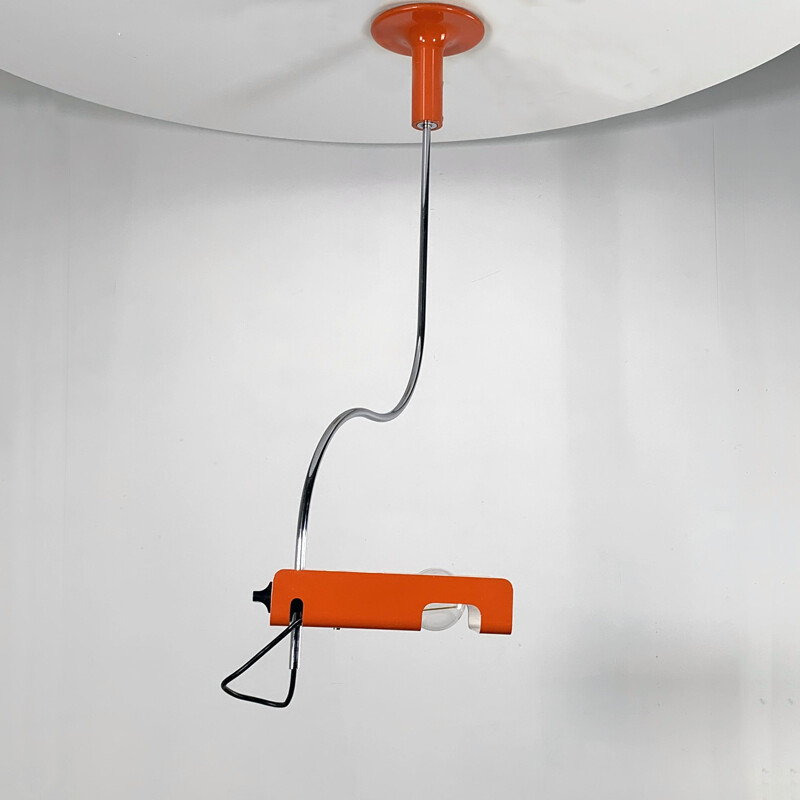 Vintage Orange Spider Ceiling Lamp by Joe Colombo for Oluce 1960s