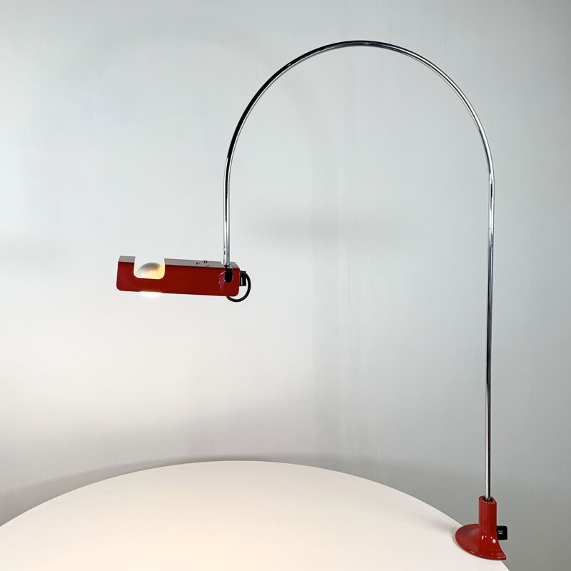 Vintage Red Spider Table Lamp by Joe Colombo for Oluce 1960s