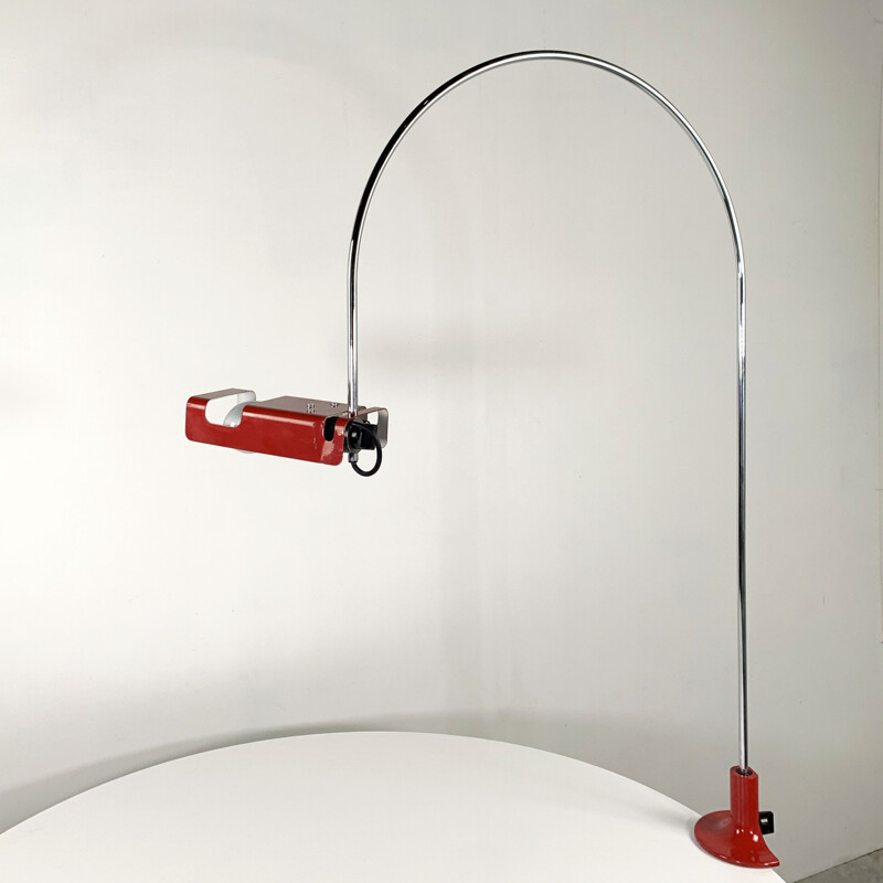 Vintage Red Spider Table Lamp by Joe Colombo for Oluce 1960s