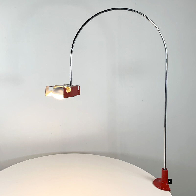 Vintage Red Spider Table Lamp by Joe Colombo for Oluce 1960s