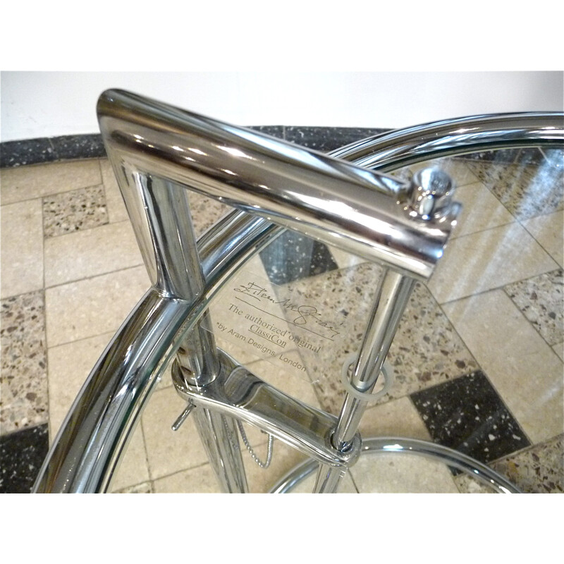 Adjustable Classicon "E 1027" table in crystal glass and chromed steel, Eileen GRAY - 1930s