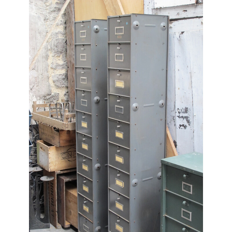 Pair of Roneo industrial columns with flap doors - 1950s