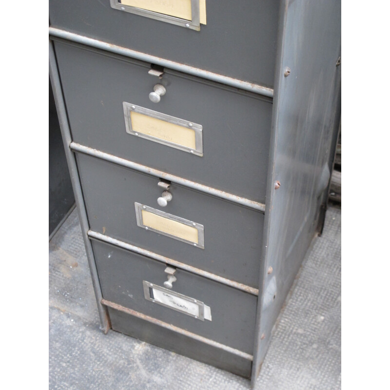 Pair of Roneo industrial columns with flap doors - 1950s