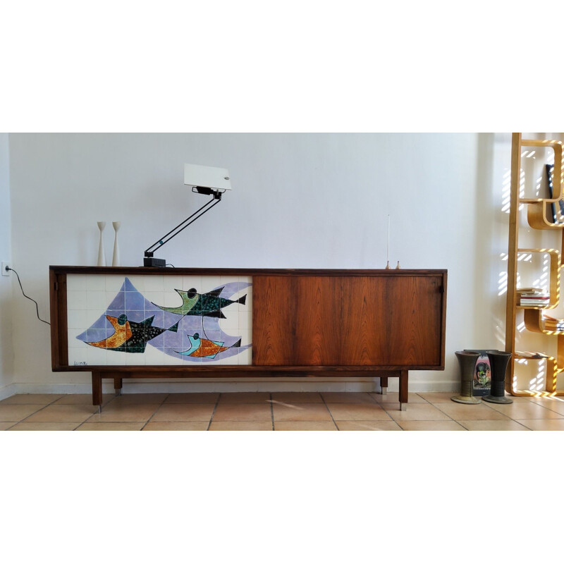 Vintage sideboard with ceramic by Alfred Hendrickx