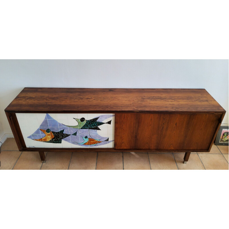 Vintage sideboard with ceramic by Alfred Hendrickx