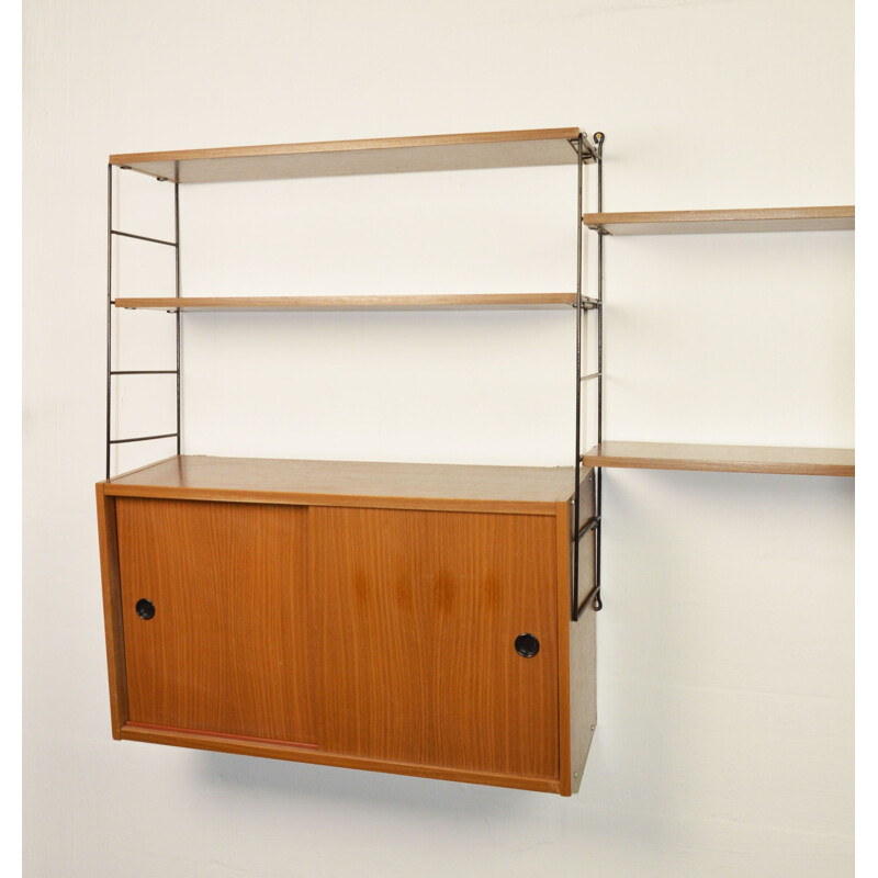 Vintage modular metal bookcase by K. and N. Strinning for String, Sweden 1960