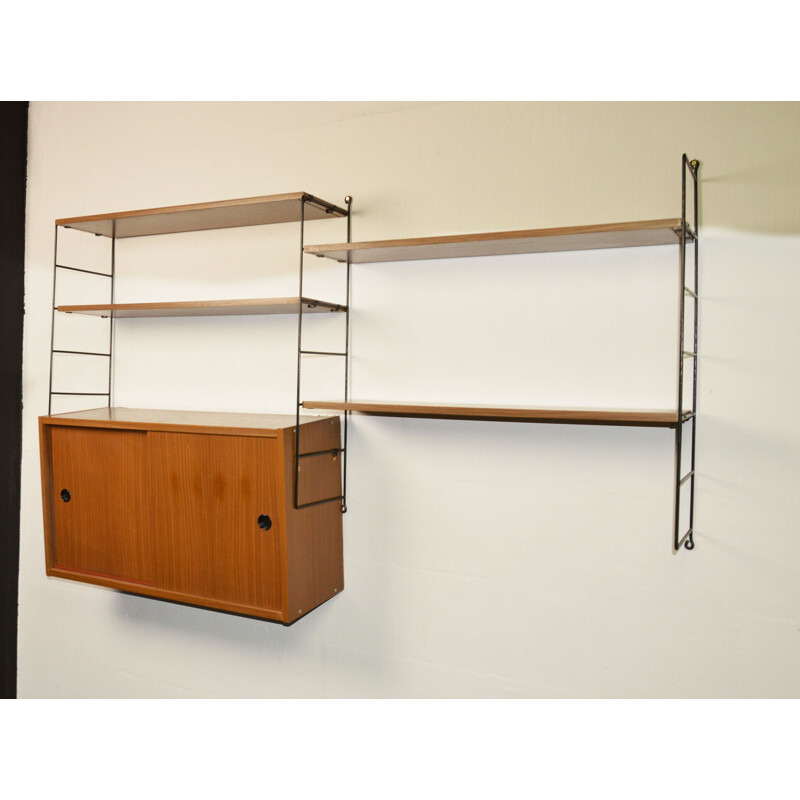 Vintage modular metal bookcase by K. and N. Strinning for String, Sweden 1960