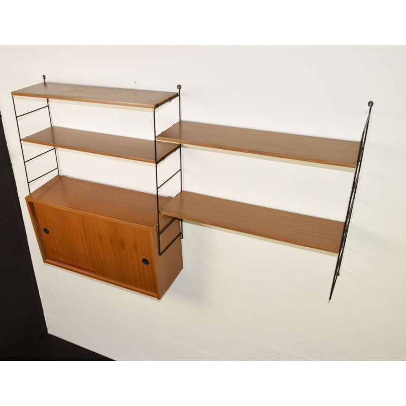 Vintage modular metal bookcase by K. and N. Strinning for String, Sweden 1960