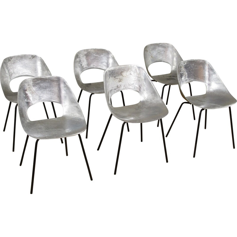 Set of 6 Steiner "Tulipe" chairs, Pierre GUARICHE - 1950s