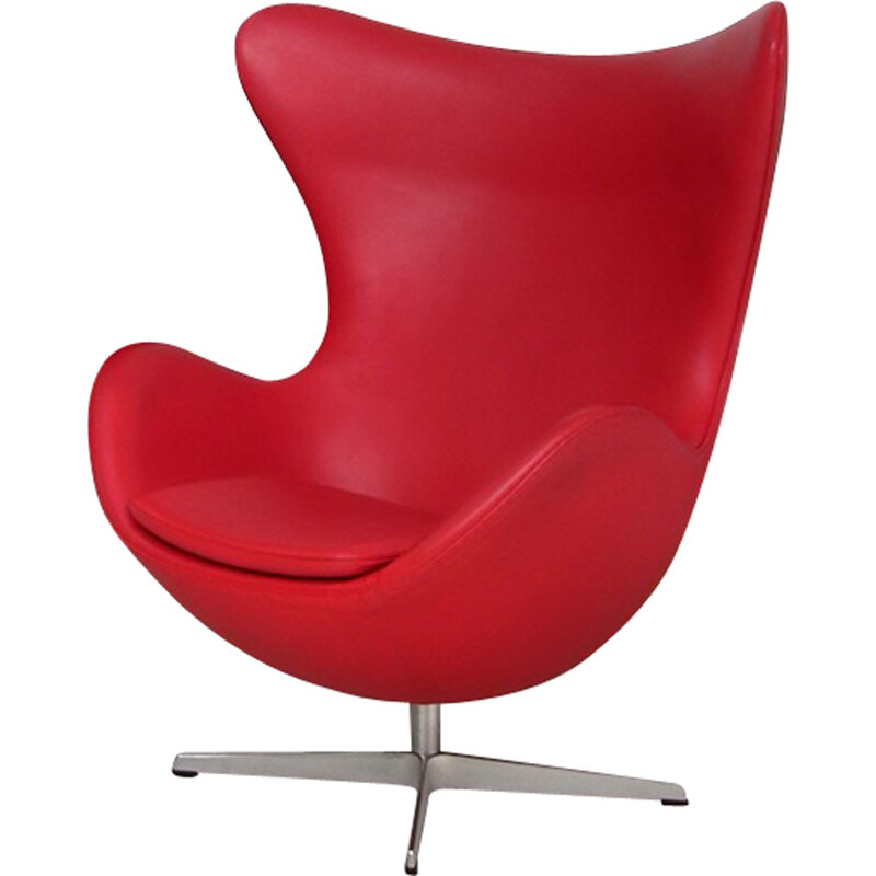 Fritz Hansen "Egg 3316" armchair in red leather, Arne JACOBSEN - 2000s