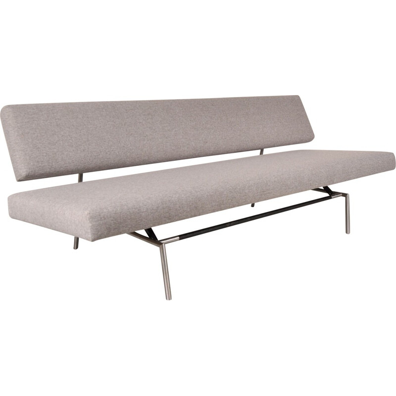 Mid-century 't Spectrum 3-seater sofa in grey fabric and chromed metal, Martin VISSER - 1960s