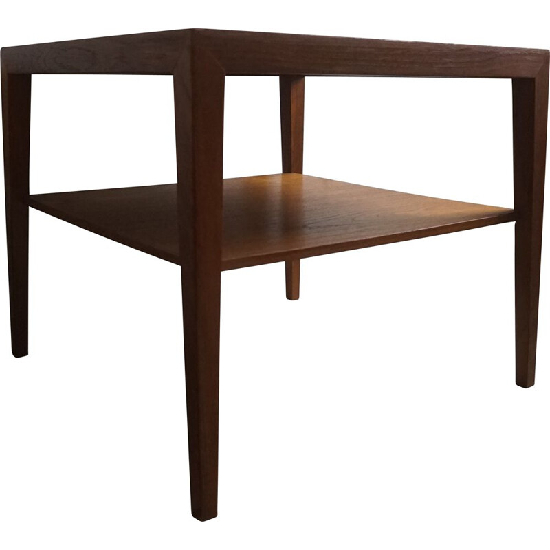 Vintage Teak Coffee Table with Magazine Shelf by Severin Hansen for Haslev Møbelsnedkeri 1960s