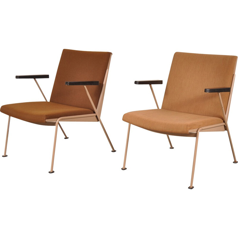 Mid-century Ahrend easy chair in metal and brown fabric, Wim RIETVELD - 1950s