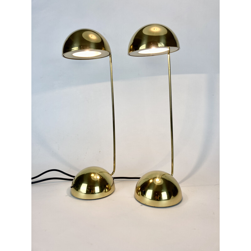 Pair of vintage Minikini table lamps in brass by Tronconi, Italy 1980