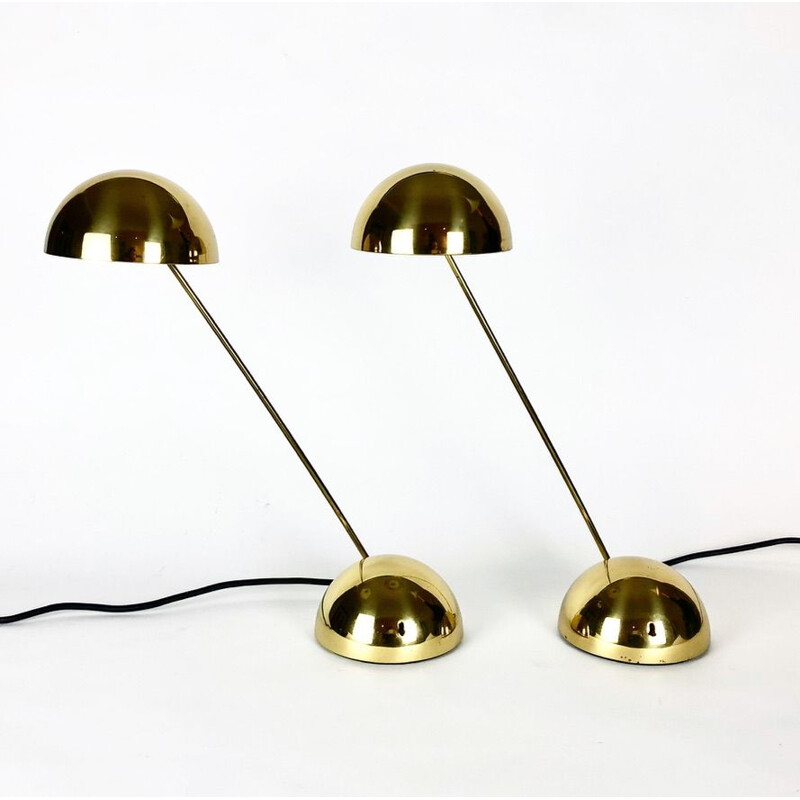 Pair of vintage Minikini table lamps in brass by Tronconi, Italy 1980