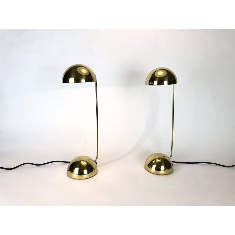 Pair of vintage Minikini table lamps in brass by Tronconi, Italy 1980