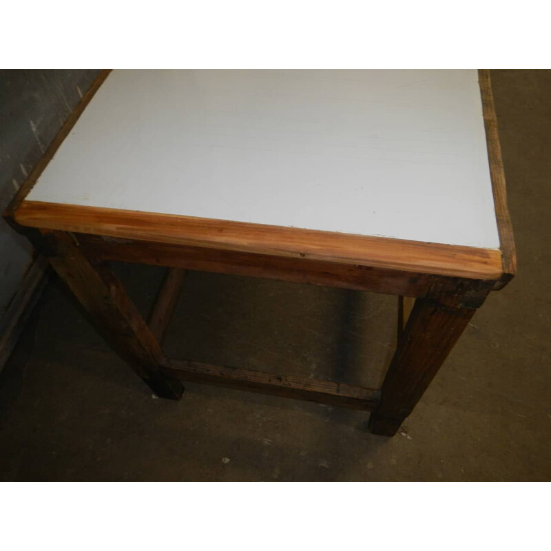 Grande tavolo da lavoro vintage bianco