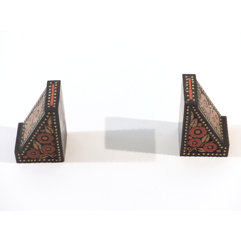 Pair of vintage Art Deco bookends in wood stained Eden
