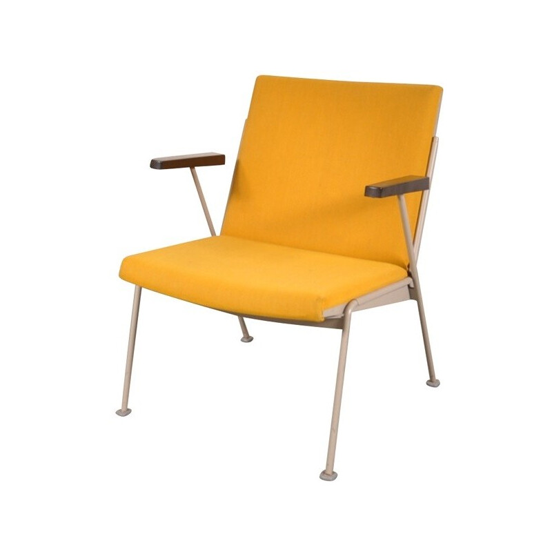 Dutch Ahrend easy chair in metal and yellow fabric, Wim RIETVELD - 1950s