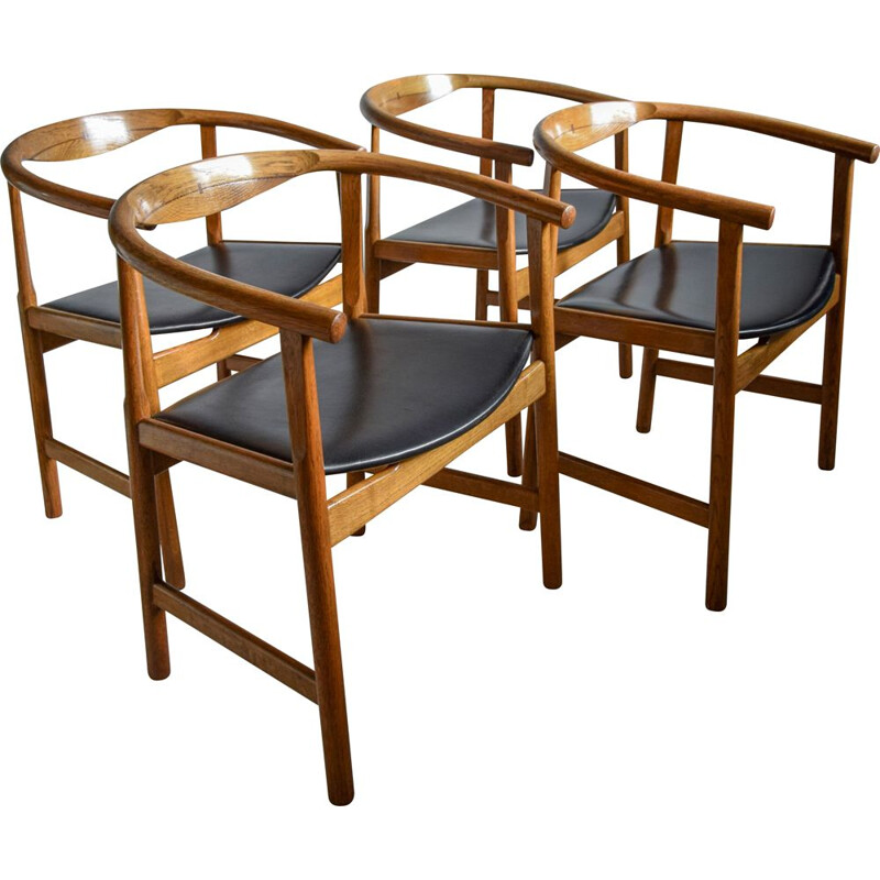 Lot de 4 chaises vintage PP 203 modernes en chêne et wengé de Hans Wegner 1969