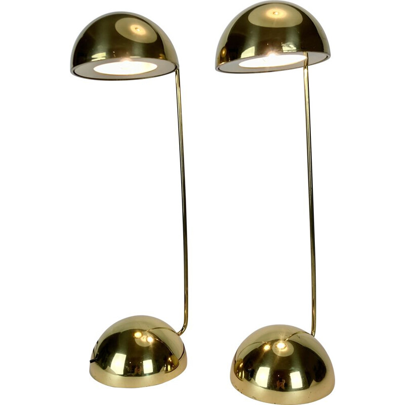 Pair of vintage Minikini table lamps in brass by Tronconi, Italy 1980