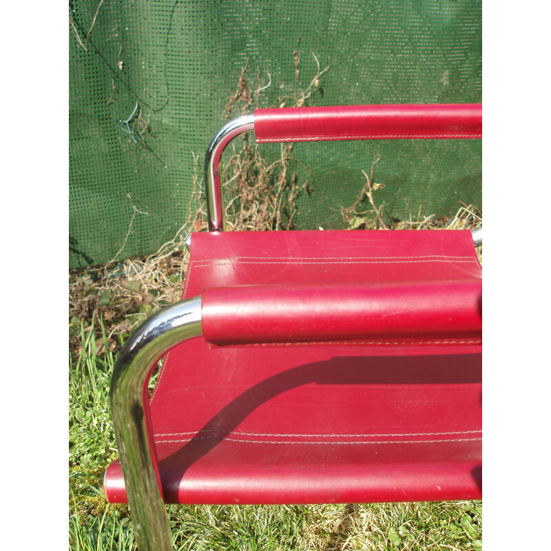 Set of 4 vintage leather and chrome chairs by Marcel Breuer