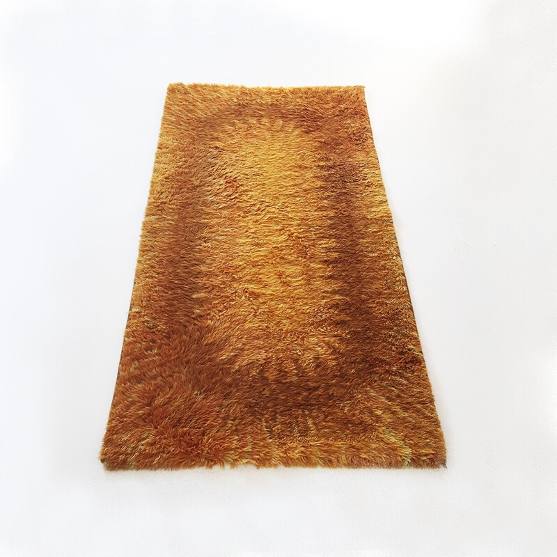 Scandinavian rug in orange and brown wool - 1970s