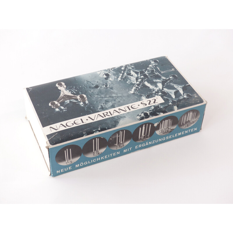 Vintage Variant S22 box set including 3 candle holders, Werner Stoff for the Nagel Konzept company 1960