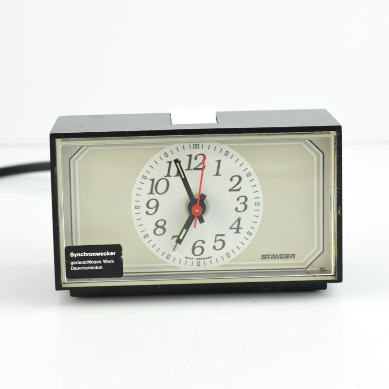 Vintage electric clock with Staiger alarm clock, Germany 1970