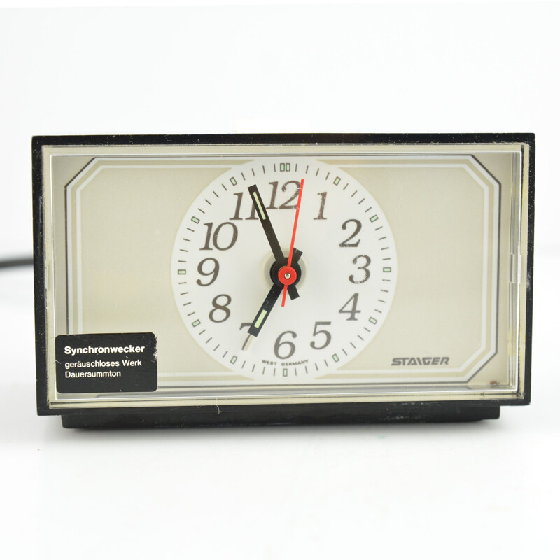 Vintage electric clock with Staiger alarm clock, Germany 1970