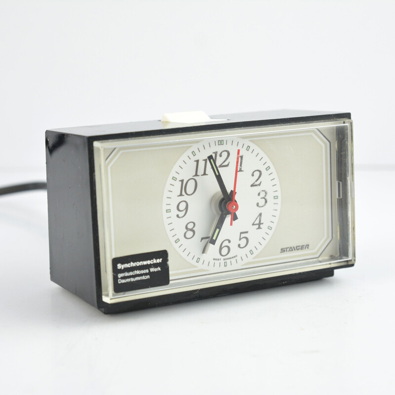 Vintage electric clock with Staiger alarm clock, Germany 1970