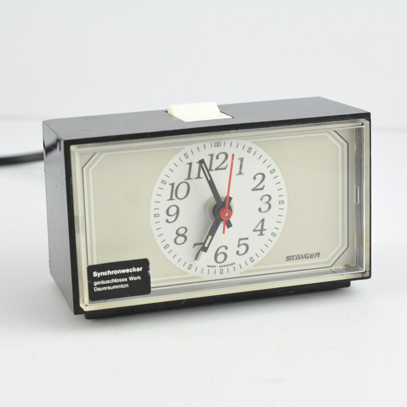 Vintage electric clock with Staiger alarm clock, Germany 1970