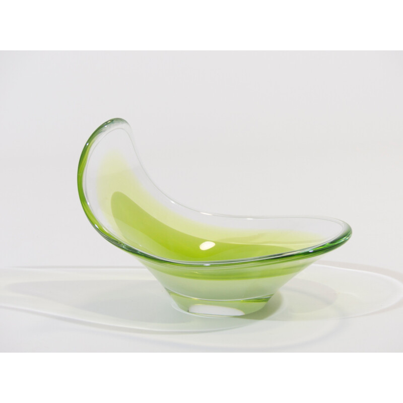 Vintage glass bowl by Paul Kedelv for Flygsfors, Sweden 1950