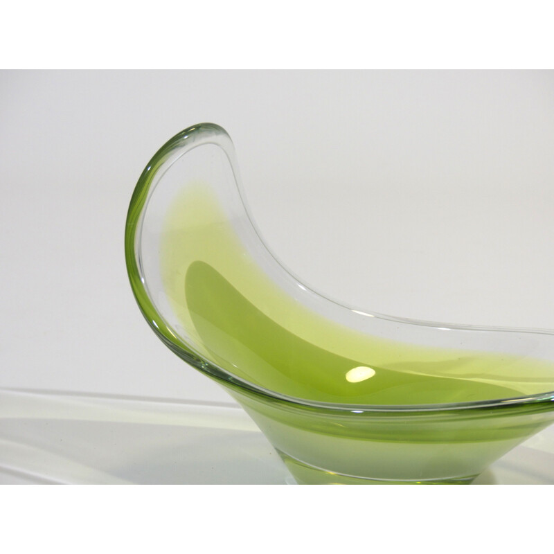 Vintage glass bowl by Paul Kedelv for Flygsfors, Sweden 1950