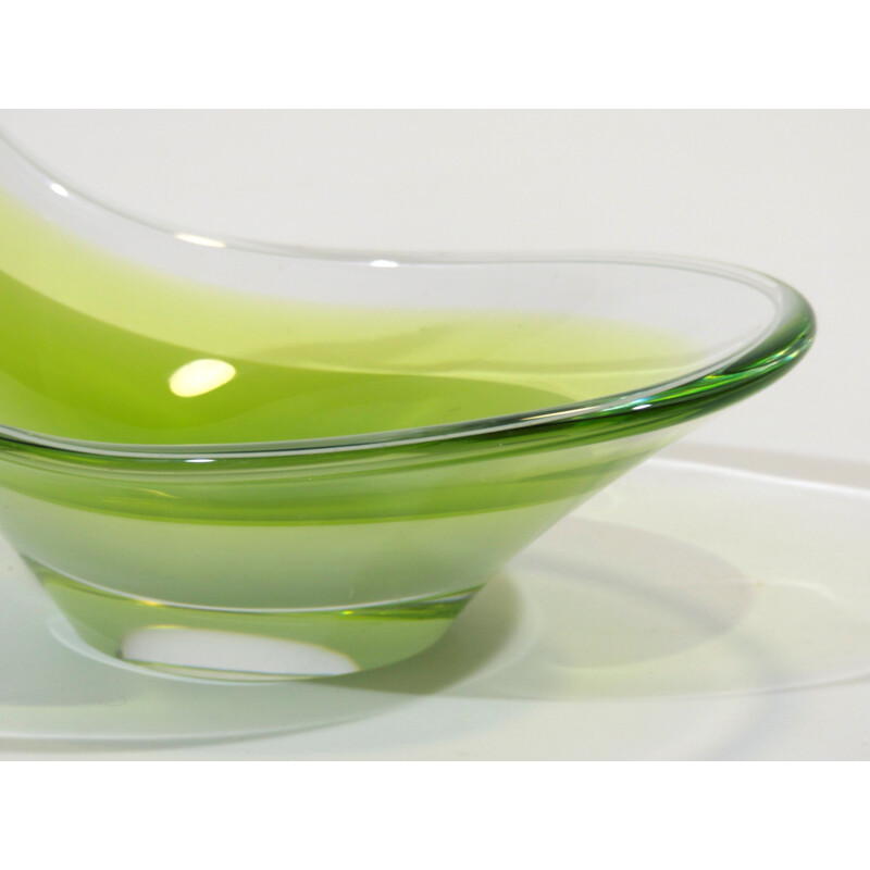 Vintage glass bowl by Paul Kedelv for Flygsfors, Sweden 1950