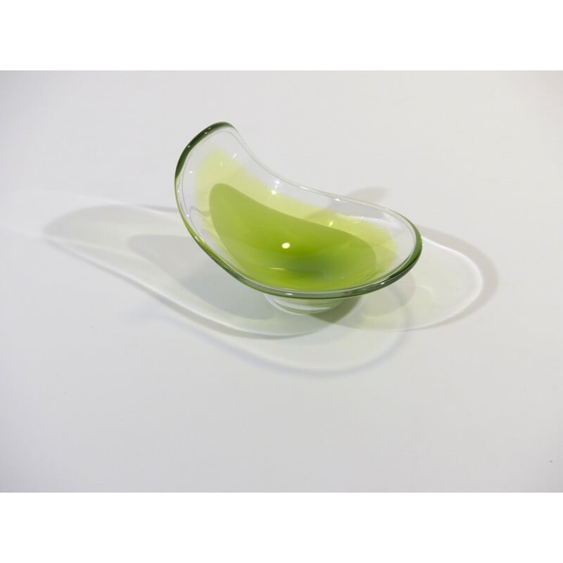 Vintage glass bowl by Paul Kedelv for Flygsfors, Sweden 1950