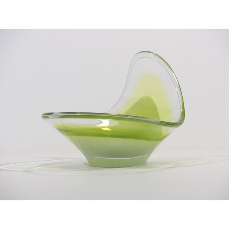 Vintage glass bowl by Paul Kedelv for Flygsfors, Sweden 1950