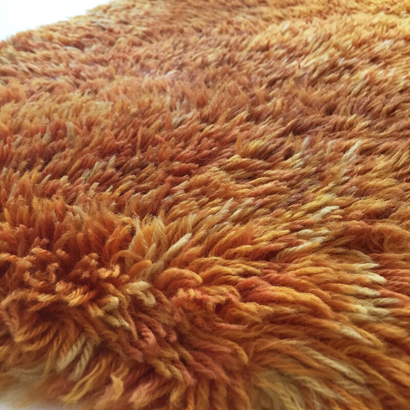 Scandinavian rug in orange and brown wool - 1970s