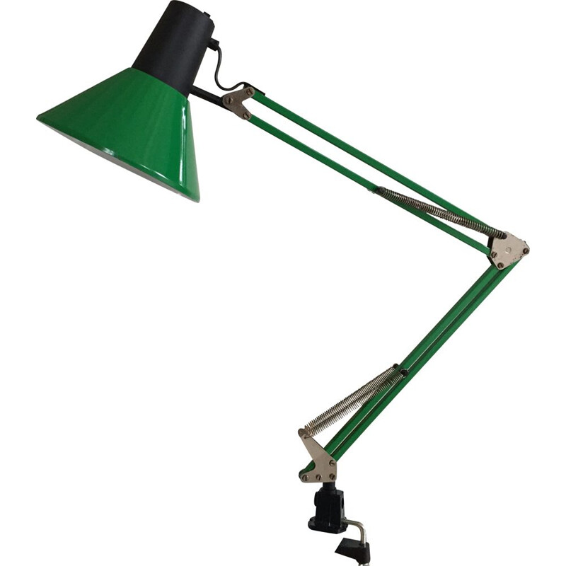Vintage industrial green architect's lamp 1970s